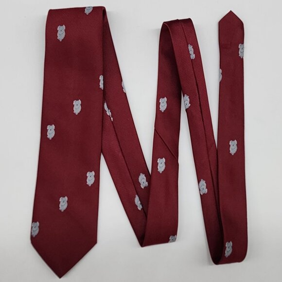 Novelty Necktie Koala Maroon Gray 2.75" W 55" L VTG Retro Superb Terylene by Lid - Picture 1 of 5